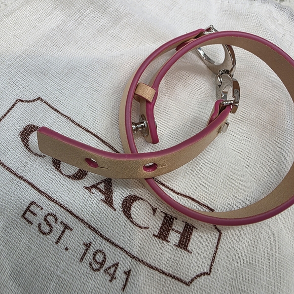 Coach Tan and Pink Leather Bracelet With Dust Bag - Picture 4 of 4